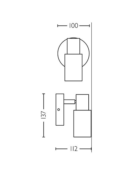 Foco de techo/pared de cristal alargado negro ahumado PALMS E14 (No incl.), ClickFix