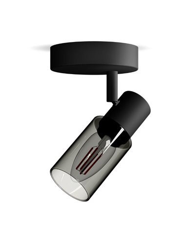 Spot mural/plafond/mur allongé en verre noir fumé PALMS E14 (non inclus), ClickFix