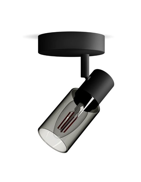 PALMS E14 Refletor de teto/parede de vidro alongado preto fumê (não incluído), ClickFix