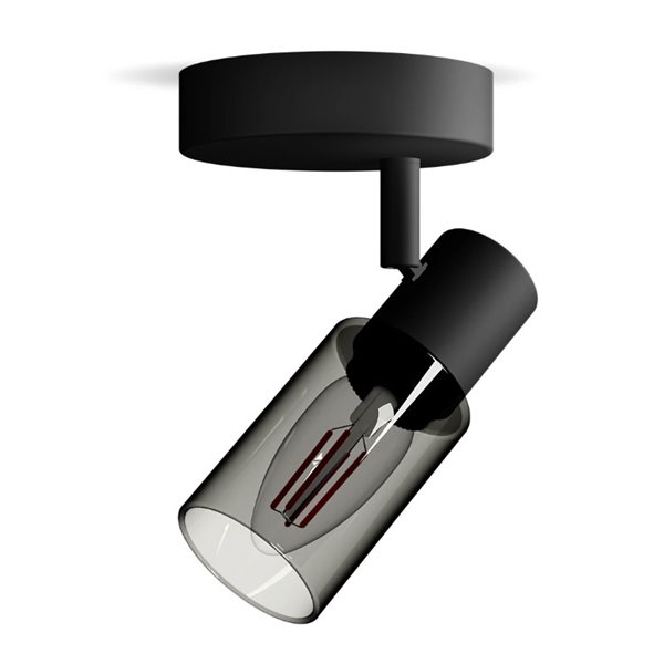 Foco de techo/pared de cristal alargado negro ahumado PALMS E14 (No incl.), ClickFix