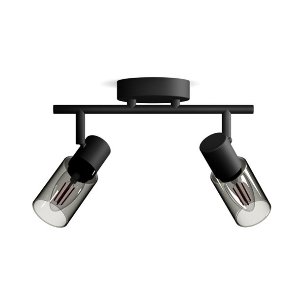 Regleta de 2 Focos de techo, cristal alargado negro ahumado PALMS 2xE14 (No incl.), ClickFix