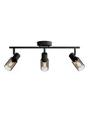Regleta de 3 Focos de techo, cristal alargado negro ahumado PALMS 3xE14 (No incl.), ClickFix