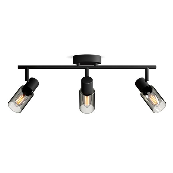 Regleta de 3 Focos de techo, cristal alargado negro ahumado PALMS 3xE14 (No incl.), ClickFix