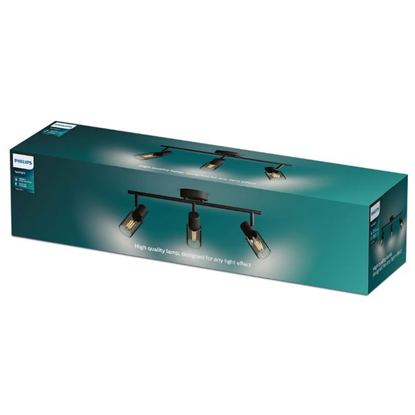 Regleta de 3 Focos de techo, cristal alargado negro ahumado PALMS 3xE14 (No incl.), ClickFix