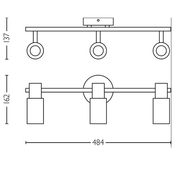 Regleta de 3 Focos de techo, cristal alargado negro ahumado PALMS 3xE14 (No incl.), ClickFix