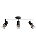 Regleta de 3 Focos de techo, cristal alargado negro ahumado PALMS 3xE14 (No incl.), ClickFix