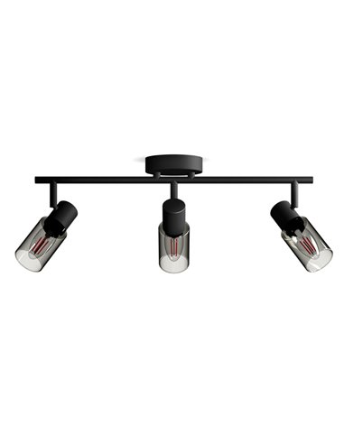 Barrette de 3 spots de plafond, verre noir fumé allongé PALMS 3xE14 (Non incl.), ClickFix