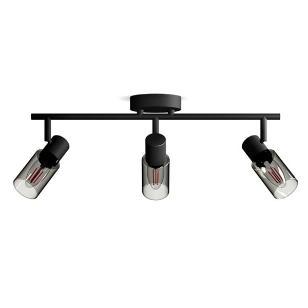 Regleta de 3 Focos de techo, cristal alargado negro ahumado PALMS 3xE14 (No incl.), ClickFix