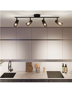 Barrette de 4 spots de plafond, verre noir fumé allongé PALMS 4xE14 (Non incl.), ClickFix 2