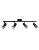 Barrette de 4 spots de plafond, verre noir fumé allongé PALMS 4xE14 (Non incl.), ClickFix