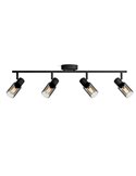 Barrette de 4 spots de plafond, verre noir fumé allongé PALMS 4xE14 (Non incl.), ClickFix