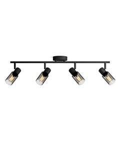Barrette de 4 spots de plafond, verre noir fumé allongé PALMS 4xE14 (Non incl.), ClickFix