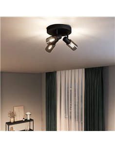 Plafonnier, avec 3 spots allongés en verre fumé noir PALMS 3xE14 (Non inclus), ClickFix 2