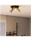 Plafonnier rond avec 3 spots de plafond pour salle de bain IDRIS 3xGU10 (non incl) Or et Noir, ClickFix