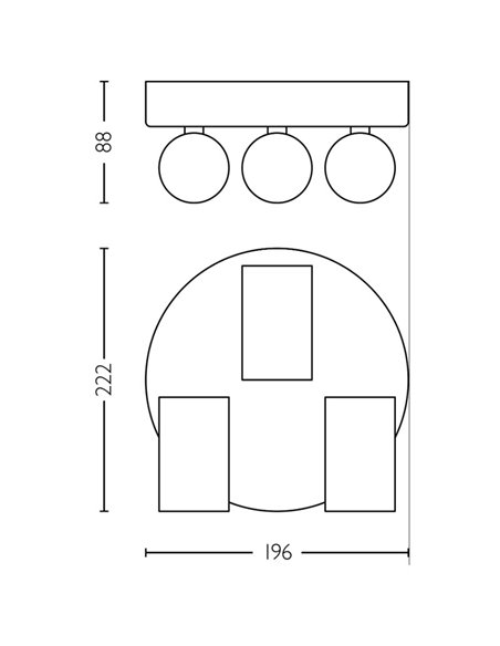 Plafon redondo com 3 focos de teto para banheiros IDRIS 3xGU10 (Não incluído) Dourado e Preto, ClickFix