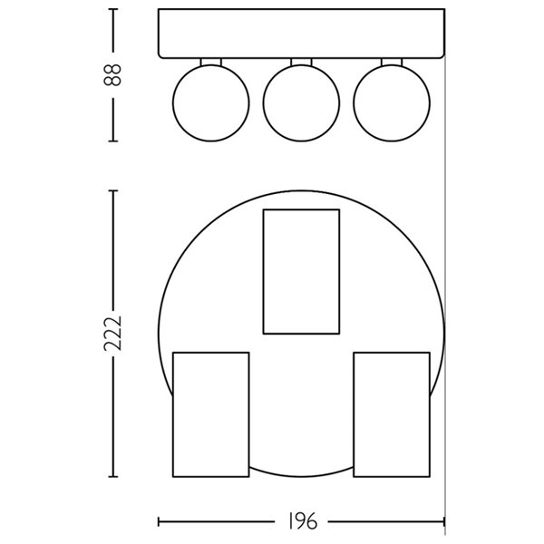 Plafonnier rond avec 3 spots de plafond pour salle de bain IDRIS 3xGU10 (non incl) Or et Noir, ClickFix