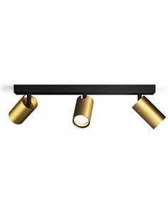 Regleta de 3 Focos de techo/pared para baños IDRIS 3xGU10 (No incl) Dorado y Negro, ClickFix