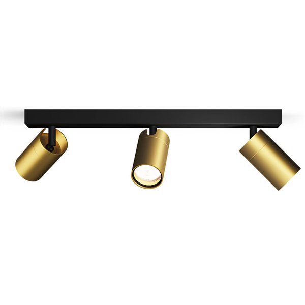 Regleta de 3 Focos de techo/pared para baños IDRIS 3xGU10 (No incl) Dorado y Negro, ClickFix