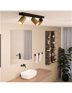 Faixa de 3 focos de teto/parede para banheiros IDRIS 3xGU10 (Não incluído) Dourado e Preto, ClickFix 2
