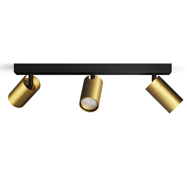 Faixa de 3 focos de teto/parede para banheiros IDRIS 3xGU10 (Não incluído) Dourado e Preto, ClickFix