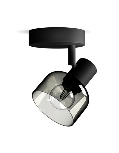 Foco de techo/pared de cristal redondo negro ahumado SLEET E14 (No incl.), ClickFix