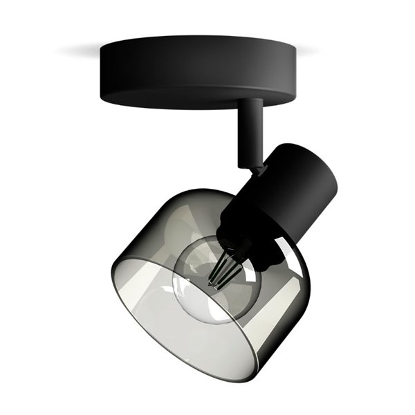 Spot mural/plafond rond en verre fumé SLEET E14 noir fumé (non incl.), ClickFix