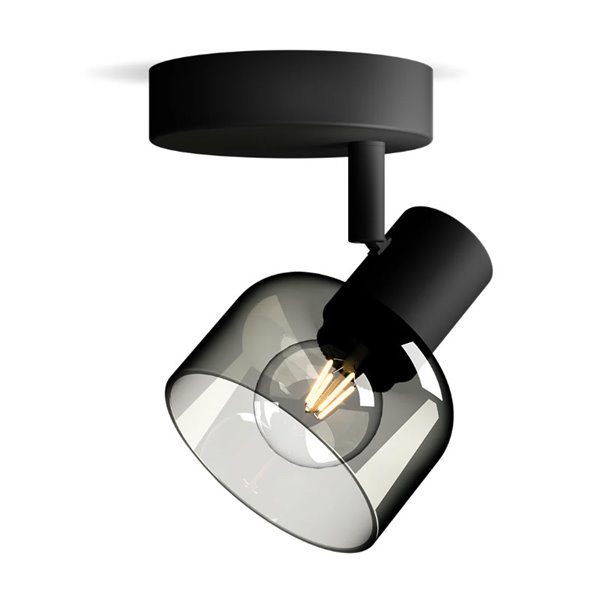 Spot mural/plafond rond en verre fumé SLEET E14 noir fumé (non incl.), ClickFix