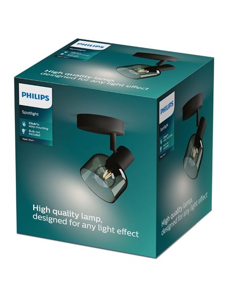 Spot mural/plafond rond en verre fumé SLEET E14 noir fumé (non incl.), ClickFix