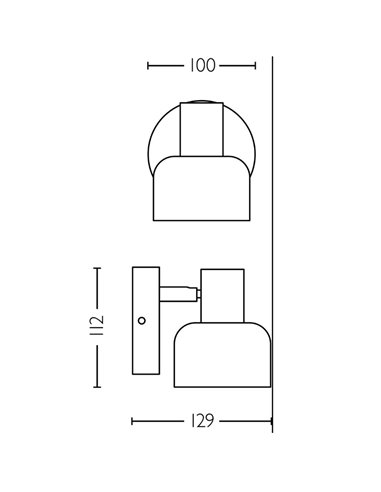 Foco de techo/pared de cristal redondo negro ahumado SLEET E14 (No incl.), ClickFix