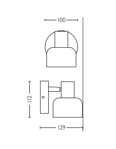 Spot mural/plafond rond en verre fumé SLEET E14 noir fumé (non incl.), ClickFix
