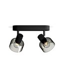 Regleta de 2 Focos de techo, cristal redondo negro ahumado SLEET 2xE14 (No incl.), ClickFix