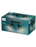 Regleta de 2 Focos de techo, cristal redondo negro ahumado SLEET 2xE14 (No incl.), ClickFix