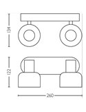 Regleta de 2 Focos de techo, cristal redondo negro ahumado SLEET 2xE14 (No incl.), ClickFix