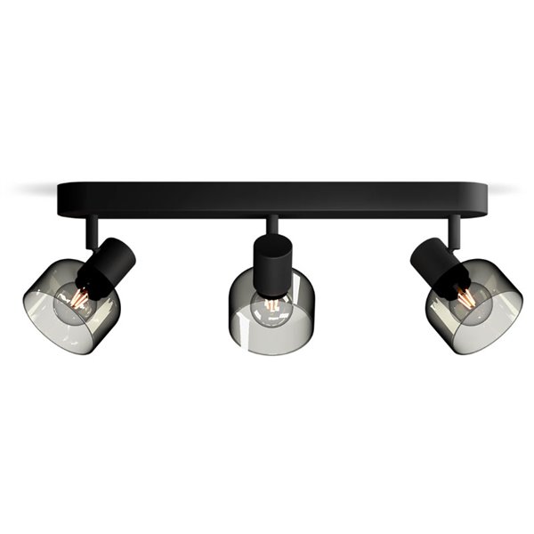 Faixa de 3 focos de teto, vidro redondo preto fumê SLEET 3xE14 (não incl.), ClickFix