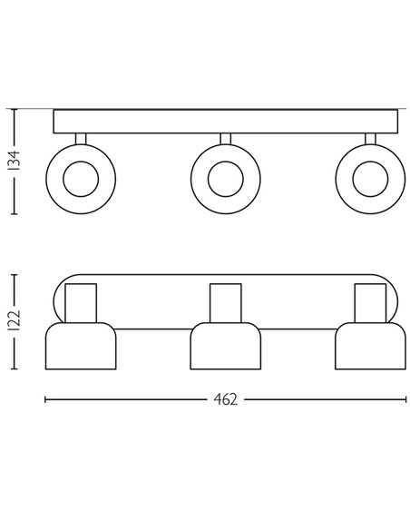 Regleta de 3 Focos de techo, cristal redondo negro ahumado SLEET 3xE14 (No incl.), ClickFix