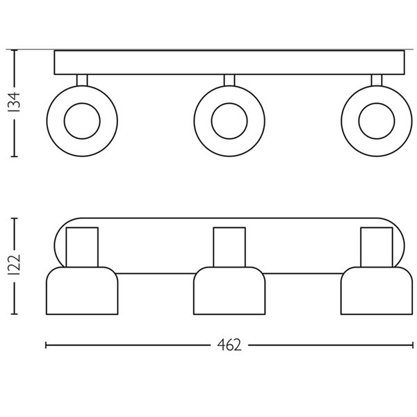 Faixa de 3 focos de teto, vidro redondo preto fumê SLEET 3xE14 (Não incl.), ClickFix