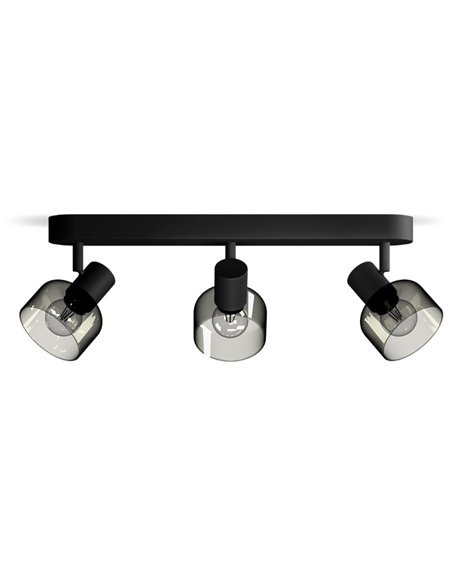 Regleta de 3 Focos de techo, cristal redondo negro ahumado SLEET 3xE14 (No incl.), ClickFix