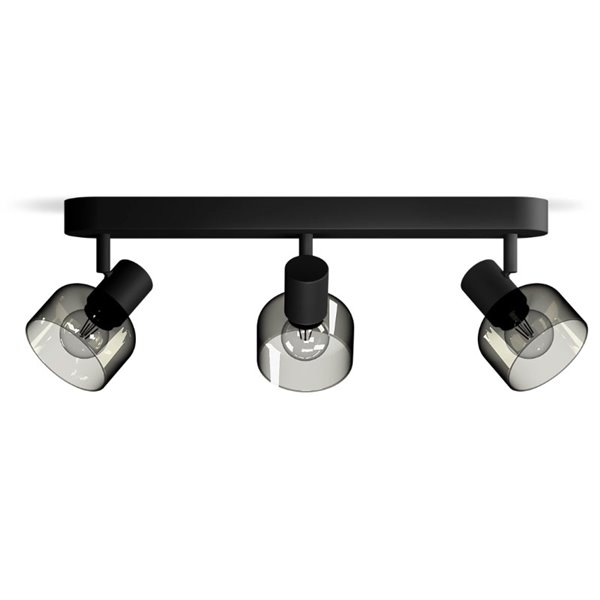 Faixa de 3 focos de teto, vidro redondo preto fumê SLEET 3xE14 (Não incl.), ClickFix