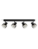 Regleta de 4 Focos de techo, cristal redondo negro ahumado SLEET 4xE14 (No incl.), ClickFix