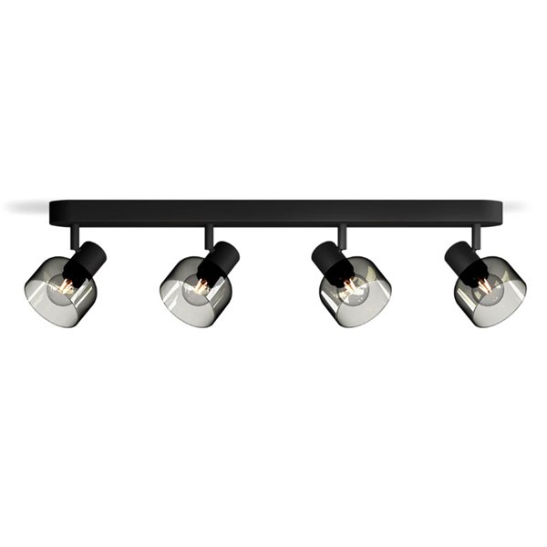 Regleta de 4 Focos de techo, cristal redondo negro ahumado SLEET 4xE14 (No incl.), ClickFix
