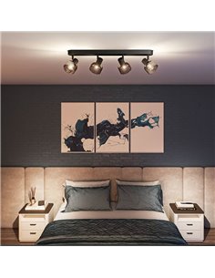 Barrette de 4 spots de plafond, verre rond noir fumé SLEET 4xE14 (Non incl.), ClickFix 2