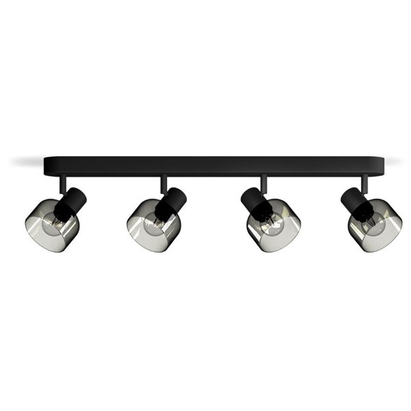 Regleta de 4 Focos de techo, cristal redondo negro ahumado SLEET 4xE14 (No incl.), ClickFix