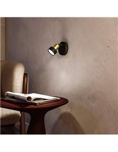 Spot plafond/mur CONDUIT en métal noir et laiton GU10 (non incl.), ClickFix 2