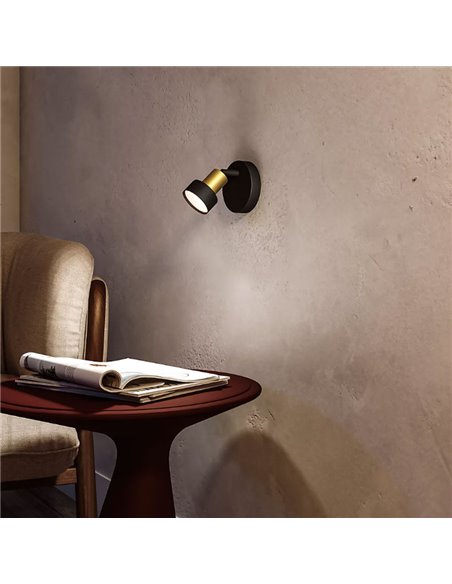 Foco de techo/pared de metal CONDUIT Negro y latón GU10 (No incl.) , ClickFix