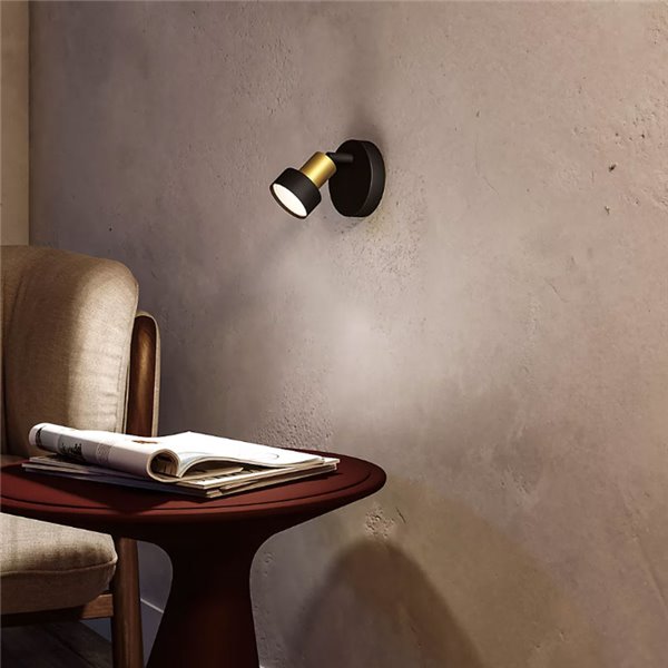 Foco de techo/pared de metal CONDUIT Negro y latón GU10 (No incl.) , ClickFix