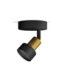 Spot plafond/mur CONDUIT en métal noir et laiton GU10 (non incl.), ClickFix