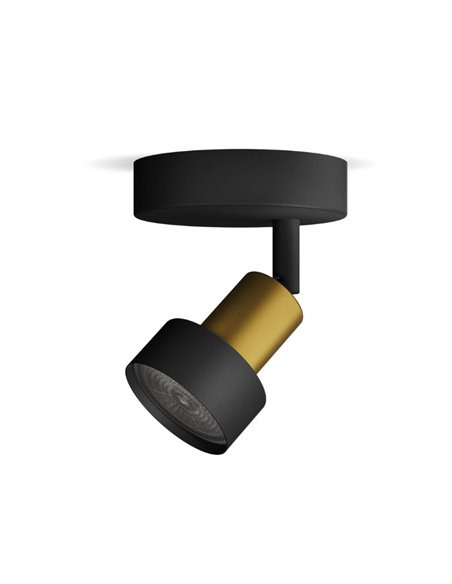 Spot plafond/mur CONDUIT en métal noir et laiton GU10 (non incl.), ClickFix