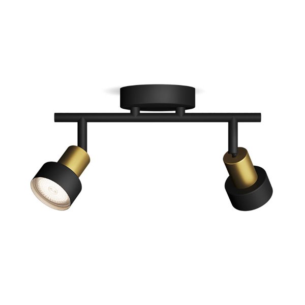 Regleta de 2 Focos CONDUIT 2xGU10 (No incl.) Negro y latón, ClickFix