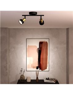 Bande de 2 Spots CONDUIT 2xGU10 (Non incl.) Noir et laiton, ClickFix 2