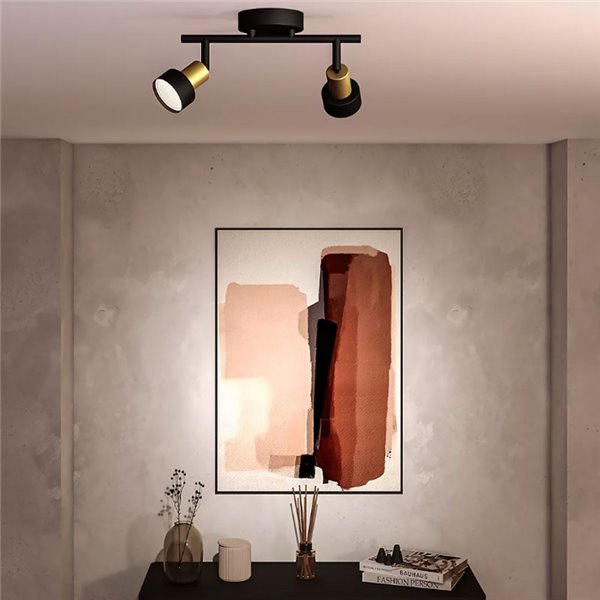 Bande de 2 Spots CONDUIT 2xGU10 (Non incl.) Noir et laiton, ClickFix